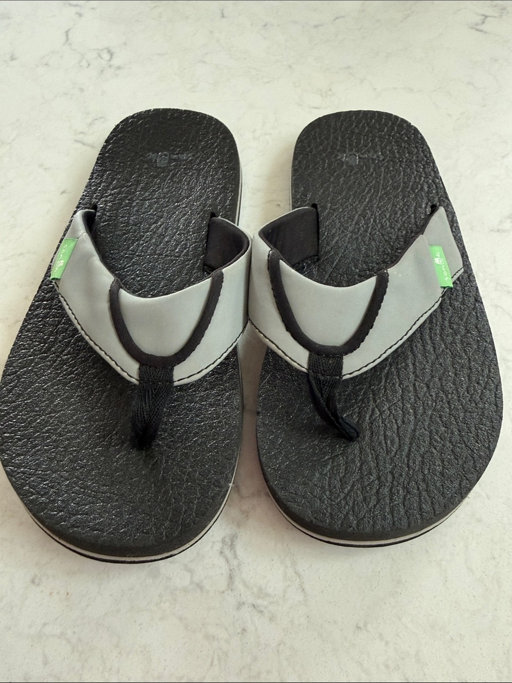 Sanuk Gray Sandal with Green Logo Tag-Sz 2-3